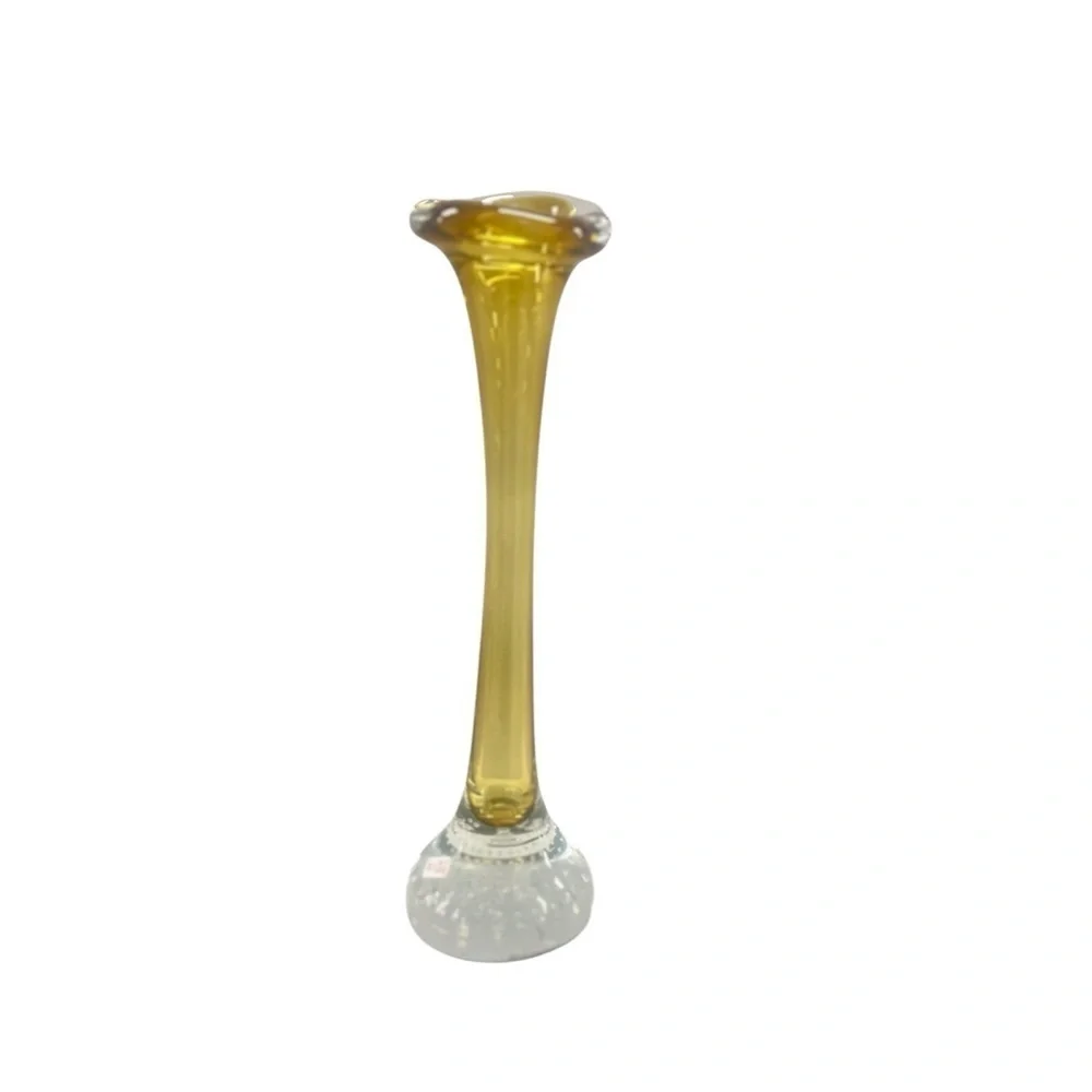Aseda Sweden Footed Swung Glass Bud Vase Vintage Bullicante Controlled Bubble - Picture 6 of 6